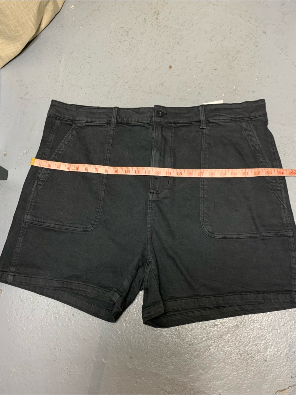 Dex SARA High-Rise Denim Shorts Sz 24 Washed Black Mom Utility Shorts 90s Style - Picture 9 of 12